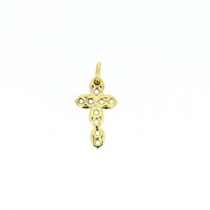 4MM Puffed Mariner Link Cross Pendant 10KT/19MM