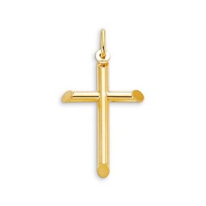 2MM Tube Cross Pendant Italian 14KT/30MM