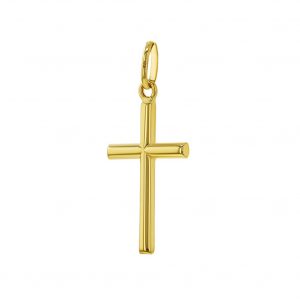 2MM Tube Cross Flat Bottom Pesndant Italian 18KT/18MM