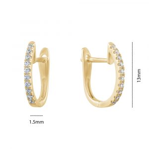 Cubic Zirconia Oval Euro Back Hoop Earrings 10KT/13MM  *FINAL SALE*