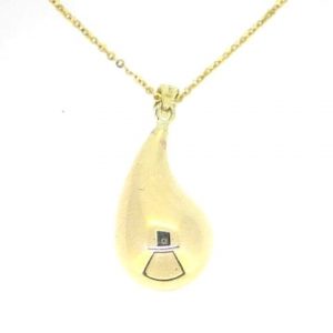 Rain Drop Puffed Pendant with 18" Chain 10KT/25MM