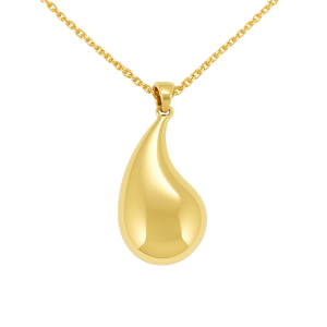 Rain Drop Puffed Pendant with 18" Chain 10KT/25MM