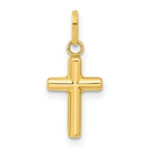 3MM Tube Baby Size Cross Pendant 14KT/18MM