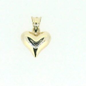High Polish Tapered Puffed Heart Pendant 10KT/12MM