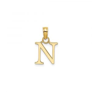 N Initial Block Pendant 10KT/10MM