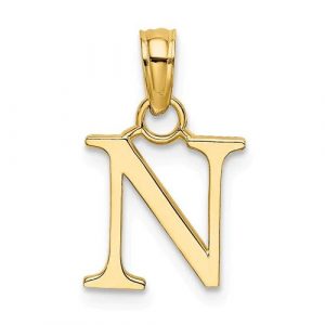 N Initial Block Pendant 10KT/10MM