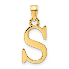 S Initial Block Pendant 10KT/10MM