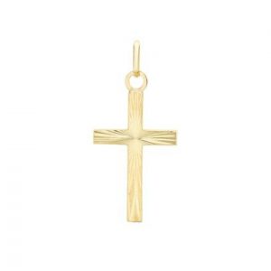 Sun Burst Narrow Flat Cross Italian Pendant 10KT/20MM