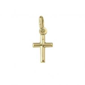 2MM Tube Cross Baby Size Pendant Italian 10KT 14MM