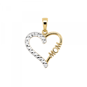 MOM D.Cut Heart Pendant 10KT TT/15MM