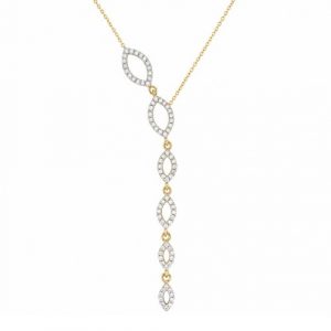 Cubic Zirconia Pave Mutli Marquise Shape Drops Adjustable 16-18" Y Necklace 10KT