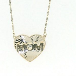 MOM Sun Burst Heart Adjustable 18" Necklace 10KT/15MM