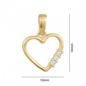 Cubic Zirconia Heart Frame Pendant 10KT/10MM