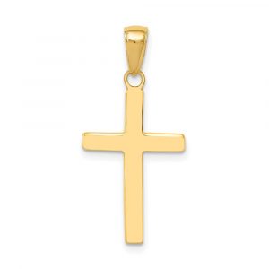High Polish Flat Solid CrossPendant 10KT/18MM