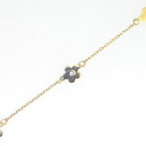 Flower with Cubic Zirconia Station Link 5.5-6" Adjustable Baby Bracelet 10KT