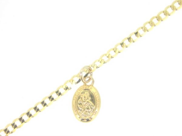 Dangle St. Christopher Charm Concave Curb Link Adjustable 5-6.5" Baby Bracelet Italian 10KT/2MM