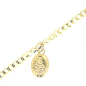 Dangle St. Christopher Charm Concave Curb Link Adjustable 5-6.5" Baby Bracelet Italian 10KT/2MM