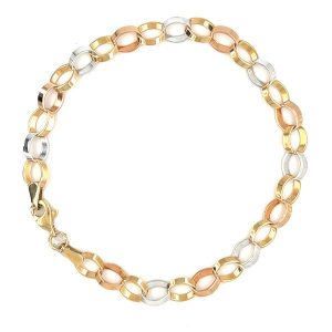 Satin & High Polish Reversible Oval Link 8" Bracelet 10KT TC/5MM