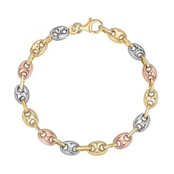Puffed Mariner Link 7" Bracelet 10KT TC/6MM