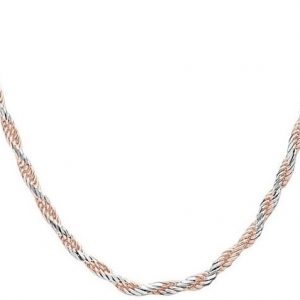 Rope Twist Link 10" Anklet Italian 10KT PK & WG/1.2MM