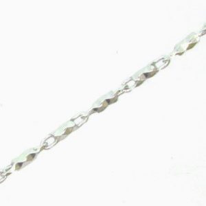 D.Cut Pineapple Link 7.75" Bracelet Italian 10KT WG/1.2MM