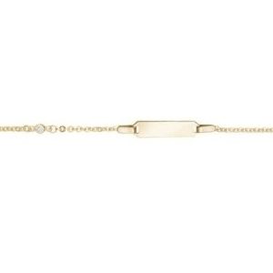 ID Cubic Zirconia Station Baby Adjustable 5-6" Bracelet 10KT  *Engravable