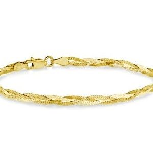 3 Strand Braided Patterned Herringbone Link 7.25" Bracelet 10KT/3MM  *CLEARANCE-FINAL SALE*