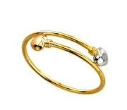 2MM Tube Baby Bangle w/ Puffed Hearts 10KT TC/39MM