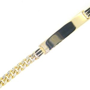 ID Plate 38x8 with Miami Cuban Pave Link 8" Bracelet 10KT TT/5.5MM
