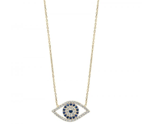 Evil Eye Coloured Cubic Zirconia 18" Necklace 10KT