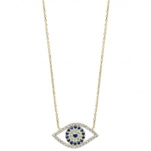 Evil Eye Coloured Cubic Zirconia 18" Necklace 10KT