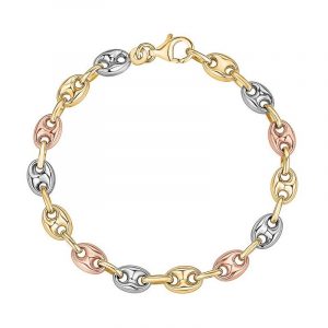 Puffed Mariner Link 7" Bracelet 10KT TC/6MM