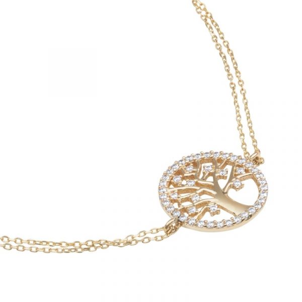 Tree Of Life with Cubic Zirconia Double Strand 7.25" Bracelet 10KT