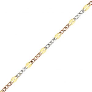 Fancy 3+1 Link 7.5" Bracelet Italian 10KT TC/2.5-3.5MM