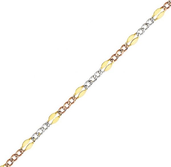 Fancy 3+1 Link 7.5" Bracelet Italian 10KT TC/2.5-3.5MM