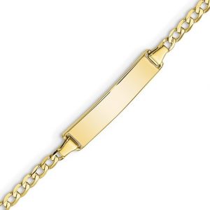 ID Concave Curb Link 7" Bracelet 10KT *Engravable