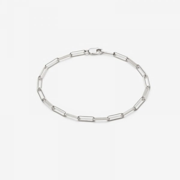 Paper Clip Link 7.75" Bracelet 10KT WG/3MM
