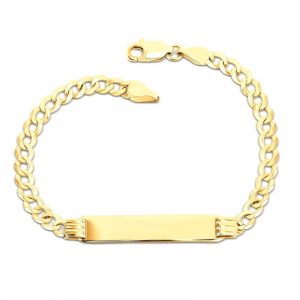 ID Plate 6 x 27mm with Gentle Curb Link 7.25" Bracelet 10KT/4MM   *Engravable