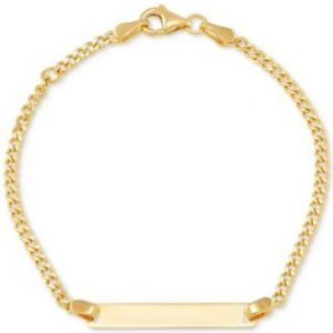 ID Plate 5 x 23mm with Curb Link Adjustable 5-6.25" Baby Bracelet 10KT/2MM   *Engravable