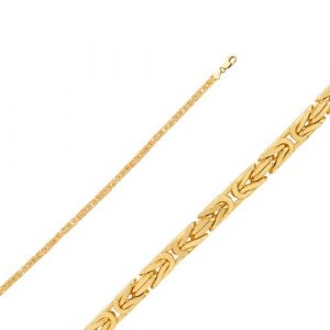 Byzantine Square Solid Link Italian 7.5" Bracelet 14KT/2MM