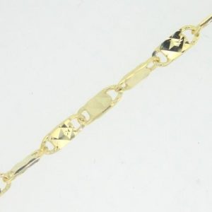 D.Cut Twisted Fancy Mirror Link 7.5" Bracelet Italian 10KT/2.3MM
