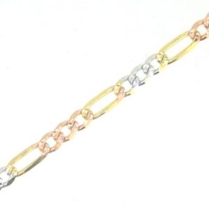 D.Cut Figaro Link 7.25" Bracelet Italian 10KT TC/2.2MM