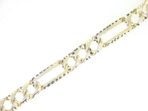 Cast Link 3+1 D.Cut & Brushed with Lobster Clasp 8.75" Gents Bracelet 10KT/10MM