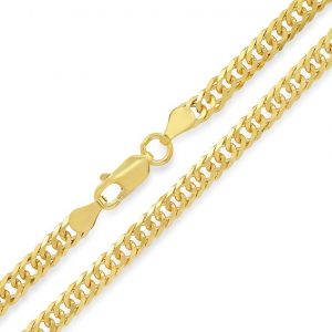 Double Curb Solid Link 8.5" Bracelet Italian 10KT/4MM