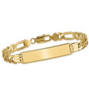 ID Plate 10 x 45mm w/ Figaro Link 8.5" Bracelet 10KT/7MM  *Engravable