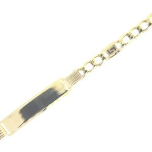 ID Plate 6x27mm w/ Greek Key Curb Link 7.5" Bracelet 10KT/4MM   *Engravable