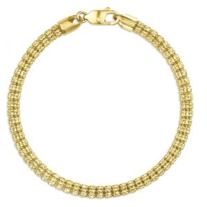 D.Cut Ice Link 8.75" Bracelet Italian 10KT/4MM