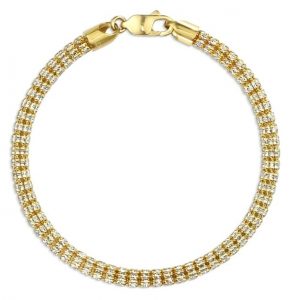 D.Cut Ice Link 8.75" Bracelet Italian 10KT TT/4MM