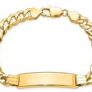 ID Plate 10 x 40mm with Concave Curb Link 8.5" Bracelet 10KT/8MM   *Engravable