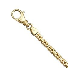 Byzantine Square Solid Link Italian 9" Bracelet 10KT/4MM